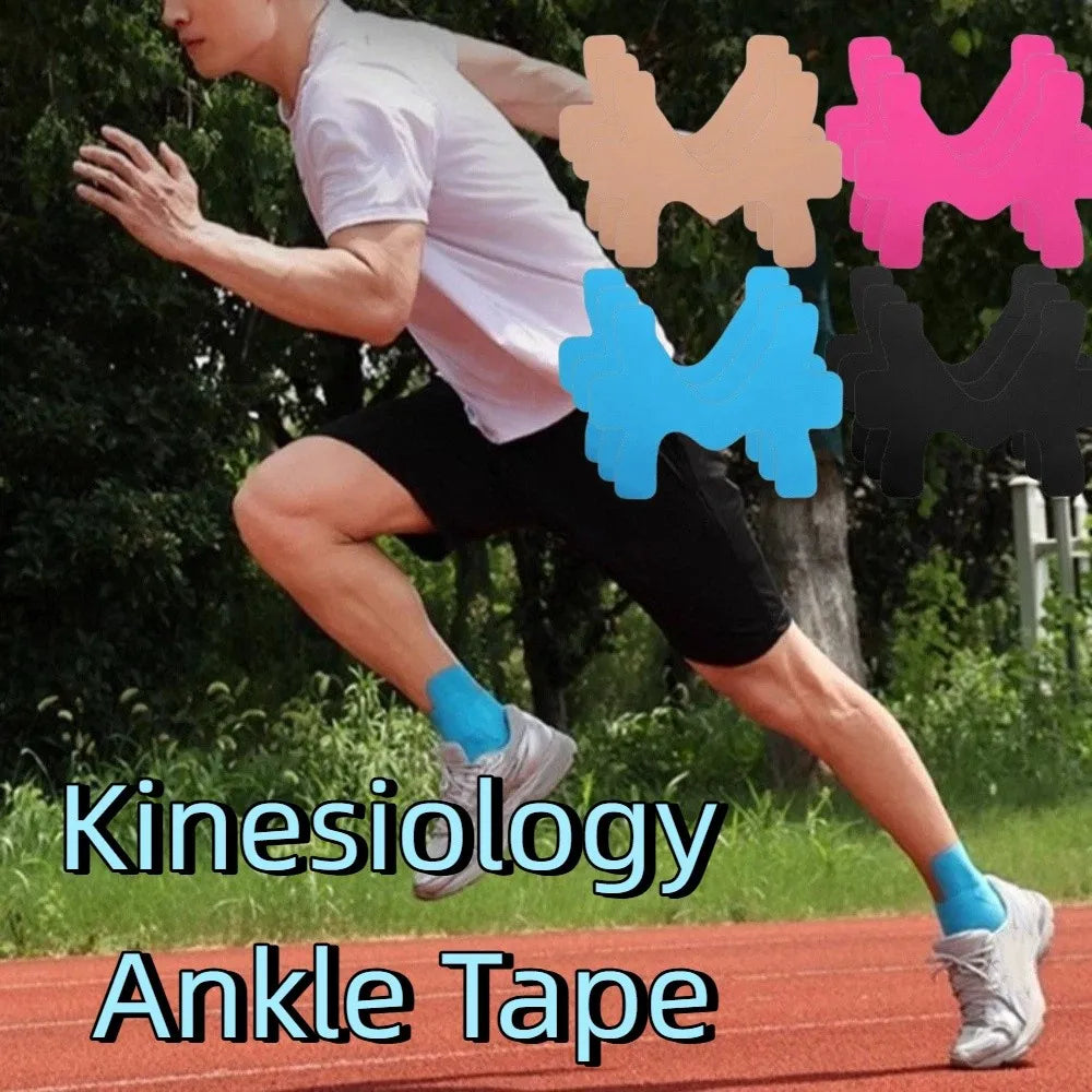 5pcs Pre-Cut Kinesiology Tape Breathable Elastic Sports Ankle Tape Waterproof Self-Adhesive Muscle Support Tape Marathon