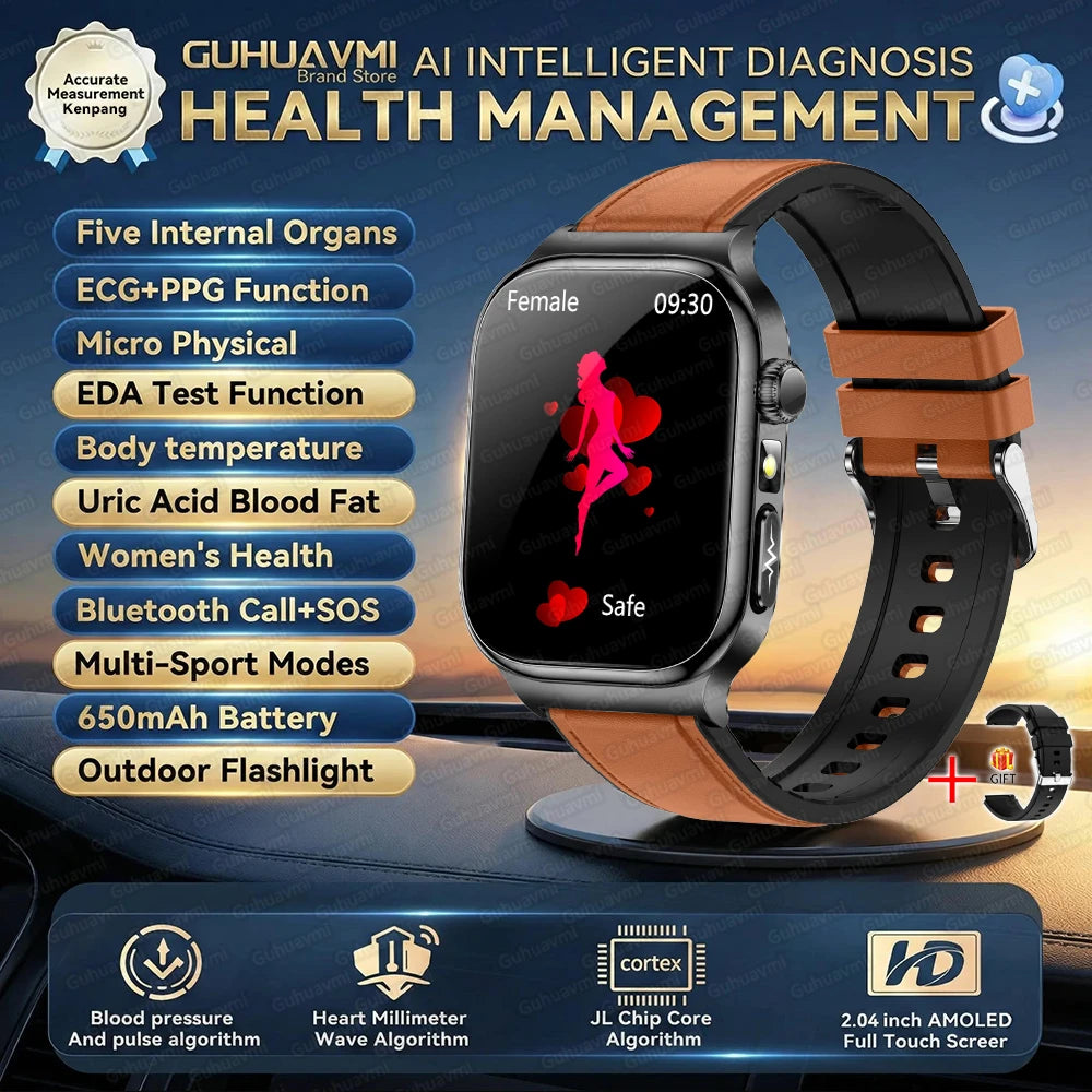 Upgraded Micro Physical Examination Smart Watches For Man Uric Acid Body Fat Five Organ Health Watches Bluetooth Call SmartWatch