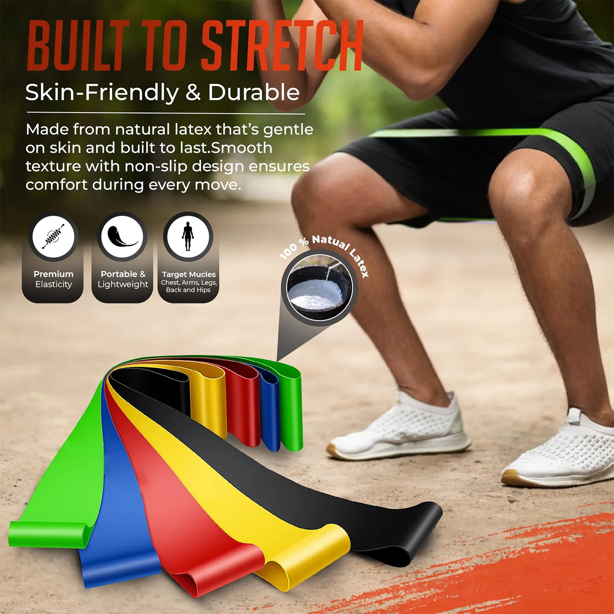 5Pcs Tpe Resistance Bands Fitness Set Rubber Loop Strength Training Workout Expander Yoga Gym Equipment Elastic Portable Pilates