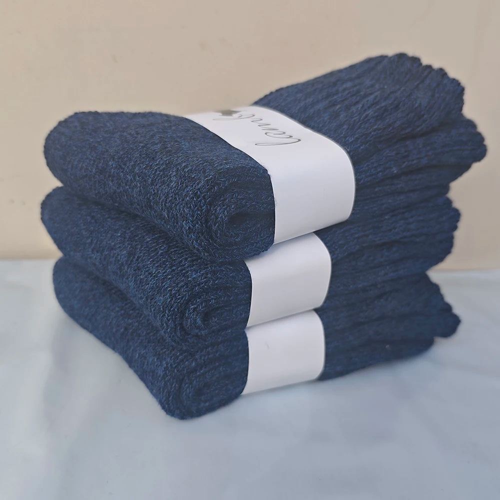 3/5 Pair Winter Men's Merino Wool Socks Super Thick Warm High Quality Harajuku Retro Snow Casual Antifreeze Cashmere Socks Men