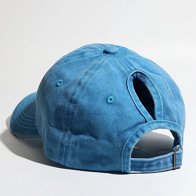 Women's baseball cap with ponytail design suitable for outdoor sports, running, and sun protection