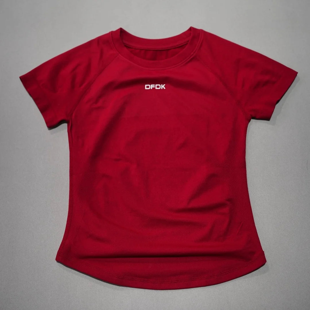 DFDK Women Breathable Sports T Shirt Short Sleeve Round Neck Elastic Casual Tops For Gym Yoga Running Fitness