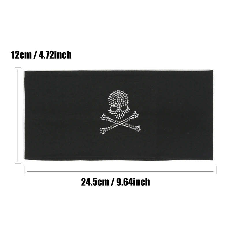 Unisex Punk Girl Skull Out Eyelets Wide Elastic Headband Halloween Rock Steampunk for Sport Women Men Headbands Hair Accessories