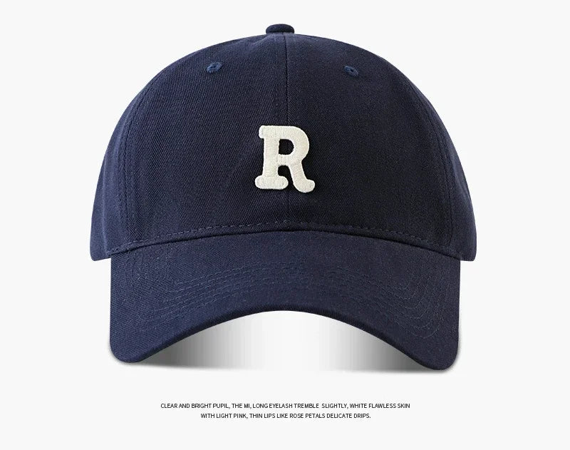 2025 Large Head Circumference Baseball Cap Men's /Women's Dome Hat Soft Top Cap 60/65cm Sun Protection Letter R Hat Adult Caps