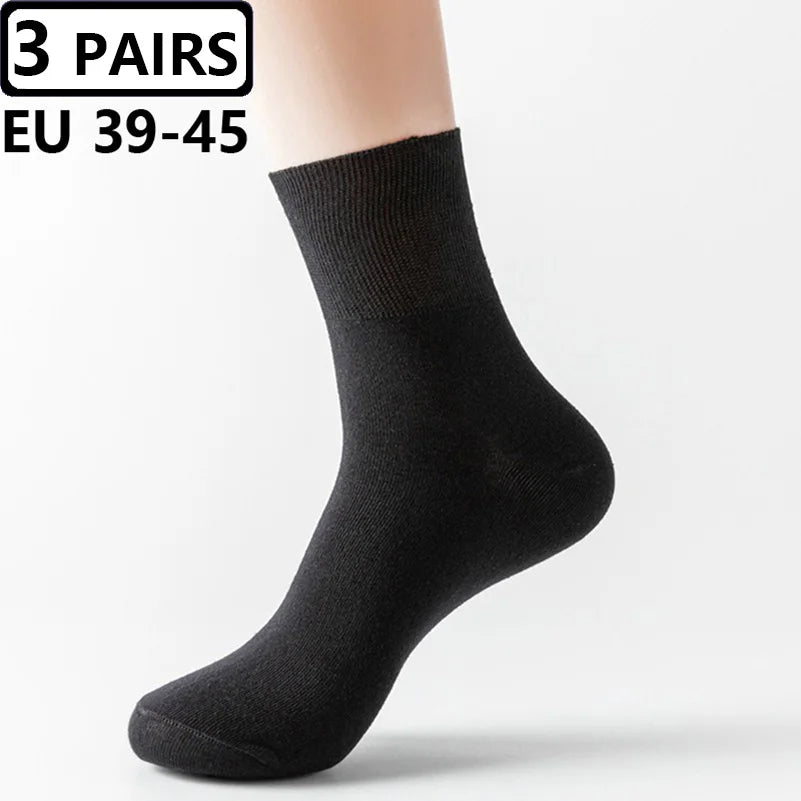 3 Pairs Plus Size EUR 45-50 Prevent Varicose Veins Socks Mens Diabetics Patients Cotton Loose Mouth Sock Man Women Comfort Meias