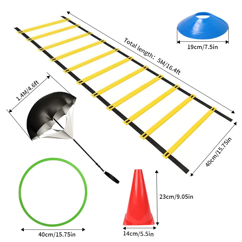 Outdoor Speed Agility Training Kit Football Training Kit Agility Ladder Logo Discs Resistance Umbrella Logo Bucket Jumping Hoop