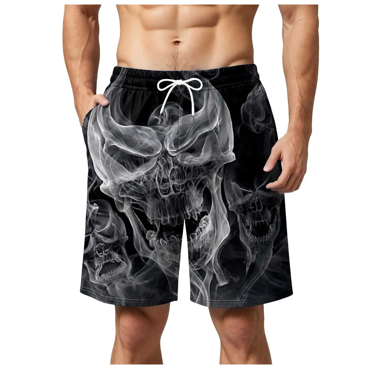 Men's 3D Halloween Butt Print Handsome Funny And Hilarious Casual Shorts Mens Swimming Short