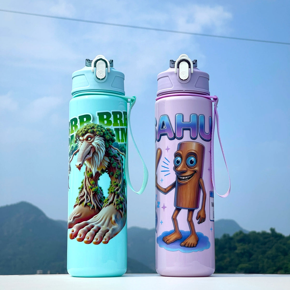 750ML Italian Brainrot Water Bottle Outdoor Drinking Cartoon Sports Cups Tung Tung Tung Sahur Tralalero Tralala Christmas Gift