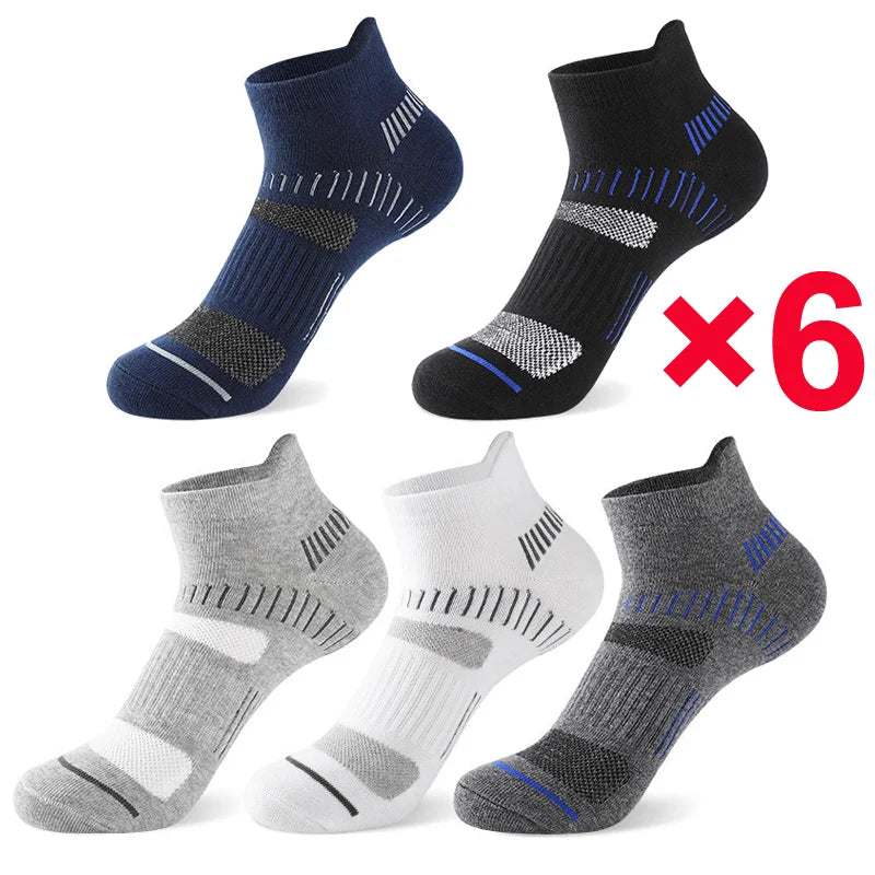 5 Pairs Men Cotton Sports Socks Mesh Breathable Running Basketball Cycling Male Short Socks Set For Men