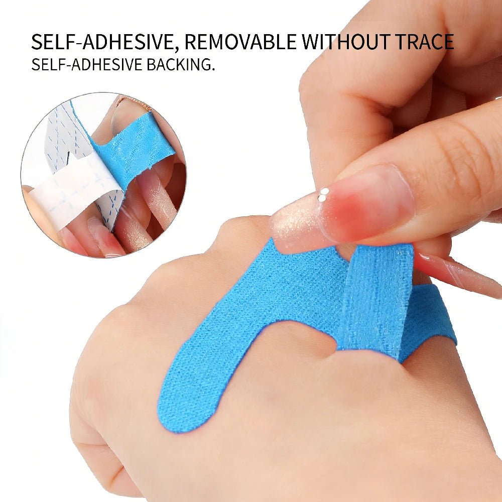 10/20/30PCS Precut Thumb Support Tape, Self Adhesive Elastic Kinesiology Patches, Finger Toe Bandage Strap for Outdoor Sports