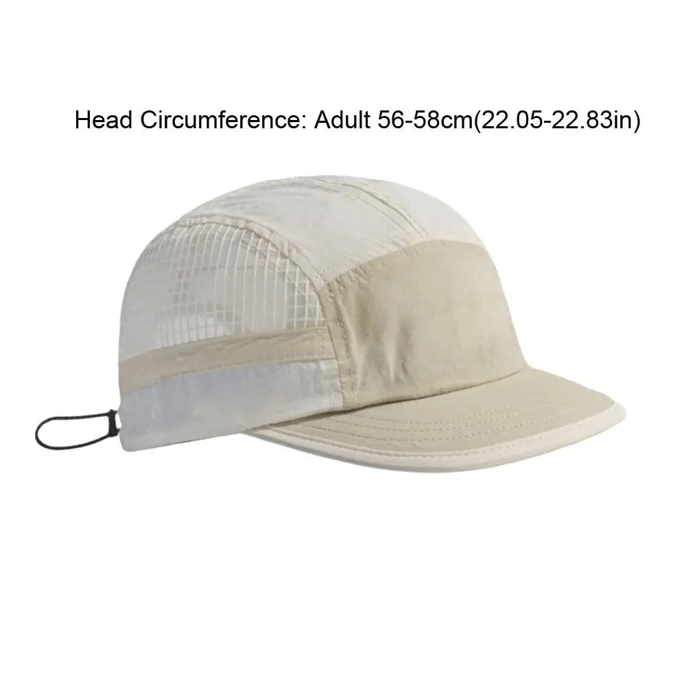 Color-Blocked Quick-drying Baseball Cap Retro 5-panel Soft Brim Breathable Peaked Cap Adjustable Lightweight Mesh Running Caps