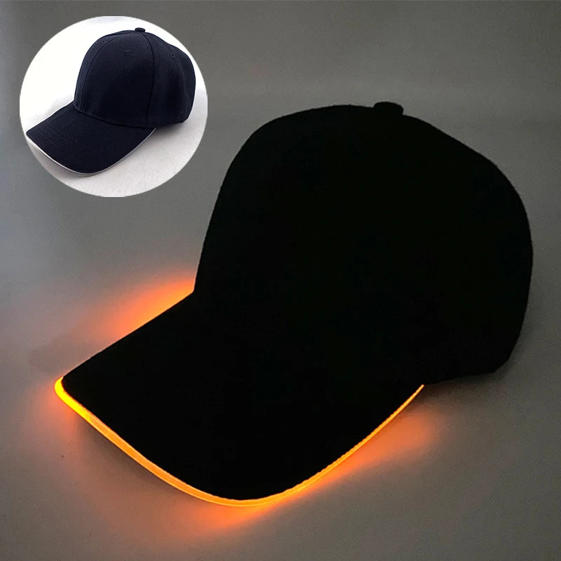 Halloween Adult Hat Led Optical Fibre Cap Baseball Cap NightClub Concert Masquerade Outdoor Fun Event Supplies Rap Summer Hat