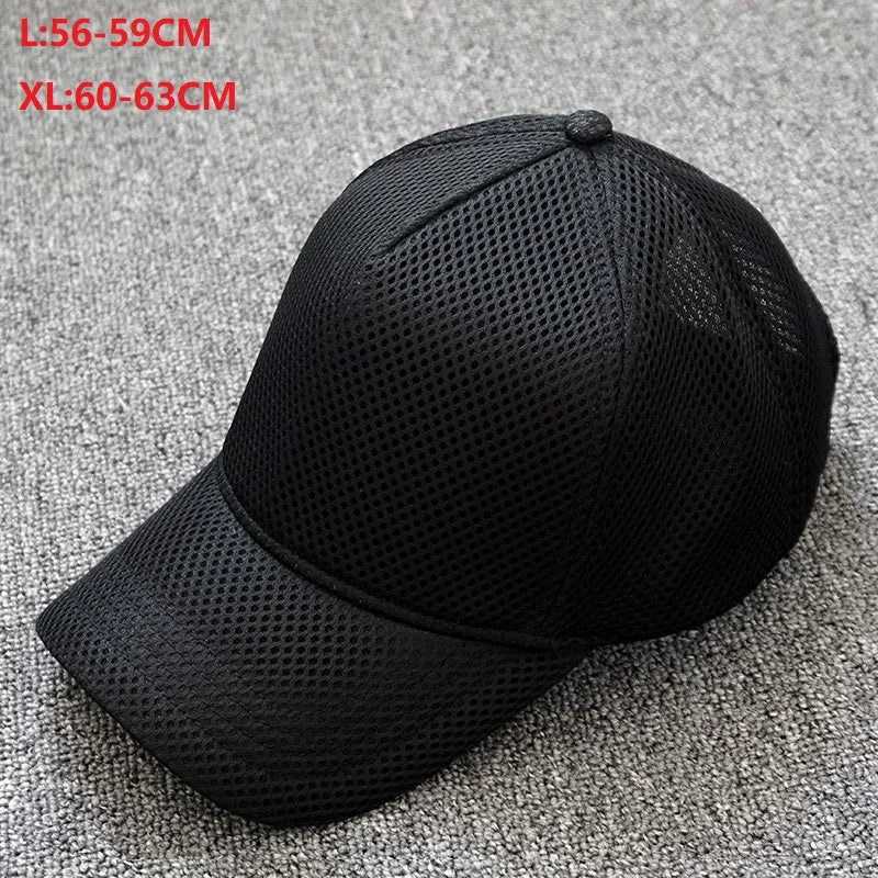Summer Big/Small Head Mesh Baseball Cap Outdoors Large Sun Caps Oversize Plus Size Trucker Hat 55-60cm 60-65cm