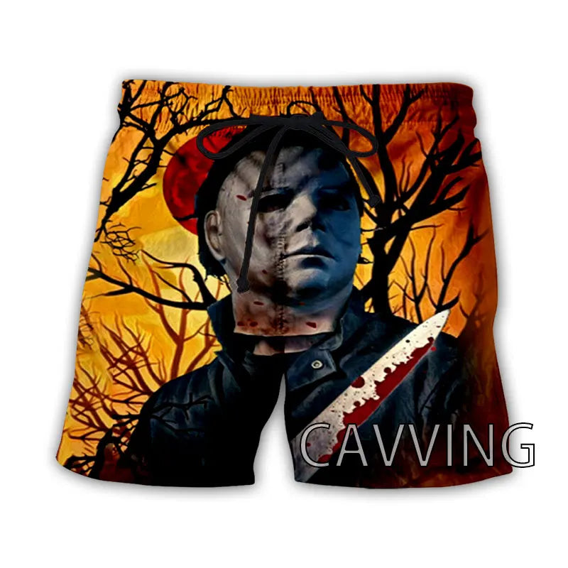 New Fashion Women/Men's 3D Print Halloween Michael Myers Summer Beach Shorts Streetwear Men Quick Dry Vacation Casual Shorts