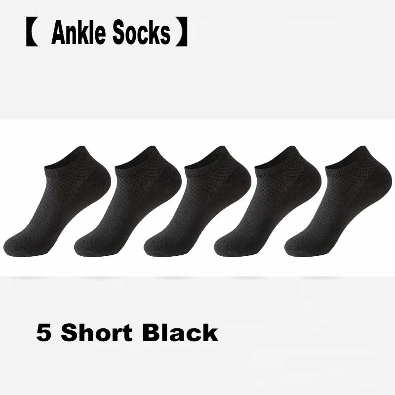 5/10 Pairs Men Socks Bamboo Fiber Short Ankle Socks Spring Summer Autumn Winter Business Breathable Male Long Sock Meias Man Sox