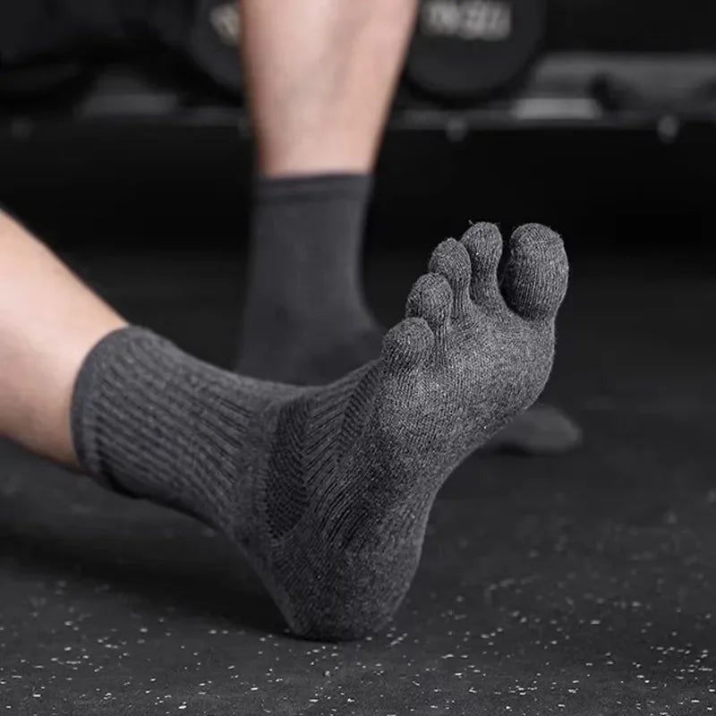 4 Pairs Man Toe Socks Long Sport Plus Large Cotton Compression Mesh Sweat-Absorbing Outdoor Bike Run Hiking Five Finger Sock Boy