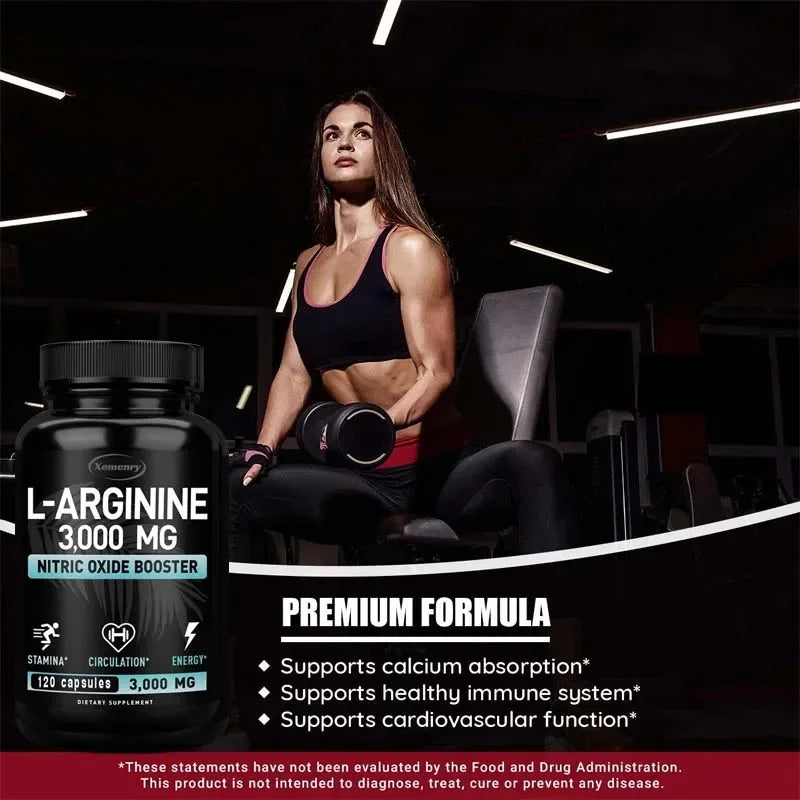 L-Arginine - Strengthen Muscles, Improve Blood Circulation, and Boost Energy, Endurance and Athletic Performance