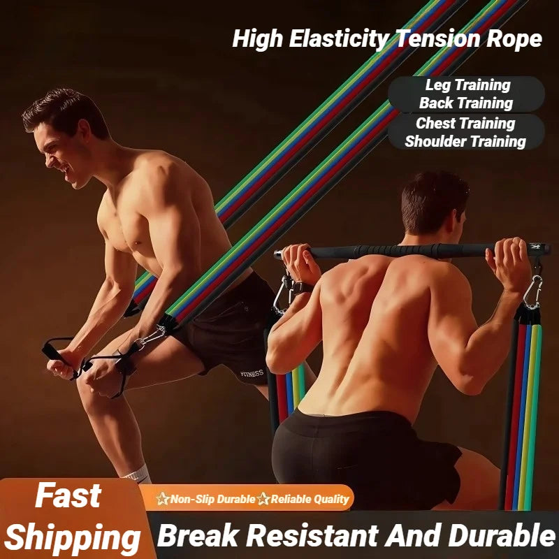 11Pcs/Set Pull Rope Resistance Bands Portable Fitness Equipment Ankle Strap Chest Expander Elastic Exercise Band Training