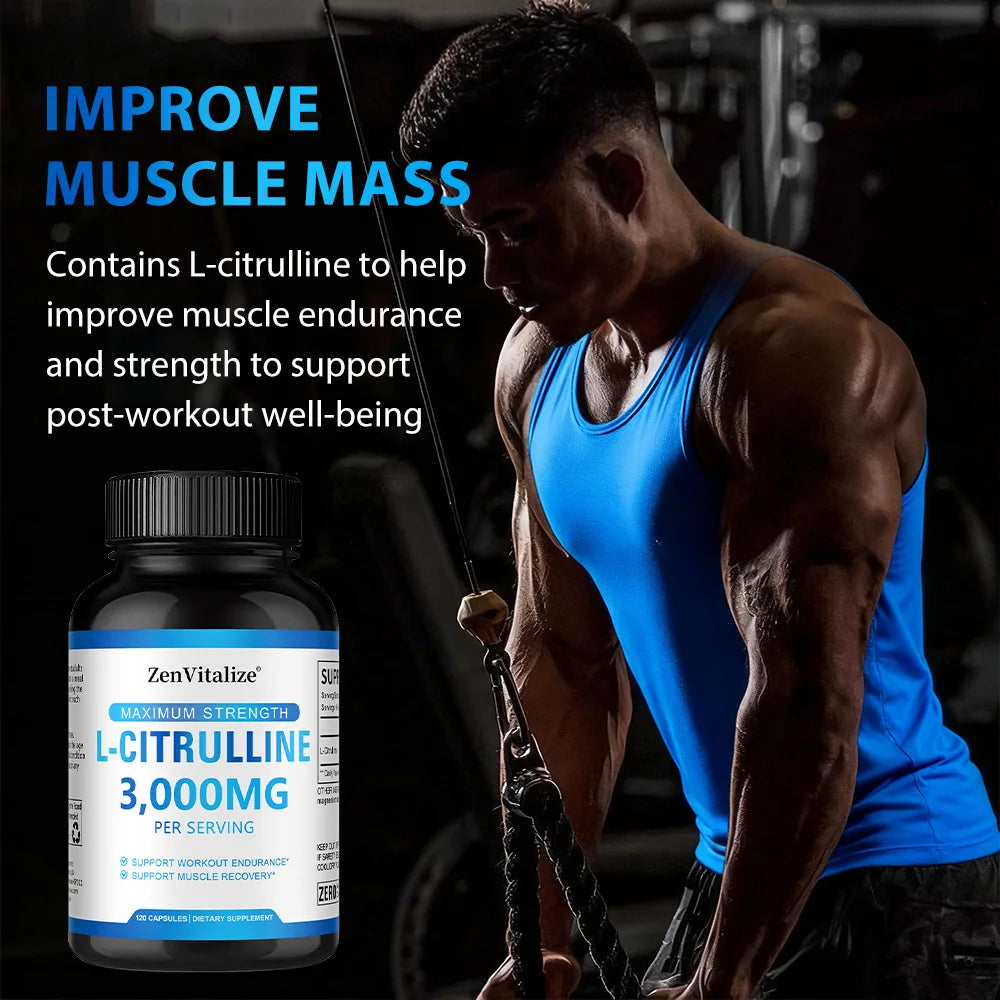 L Citrulline 3000mg Supplement Capsules for Men & Women - Muscle Recovery & Workout Endurance - Vegan, Non-GMO