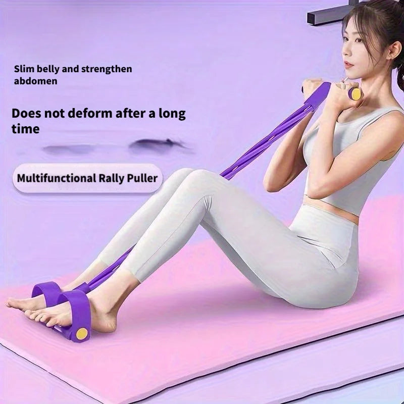 4 Tube Resistance Bands with Ergonomic Pedal, Full Body Workout, Yoga, Pilates, Core, Glutes, Hamstrings,Quads,Chest, Back, Neck
