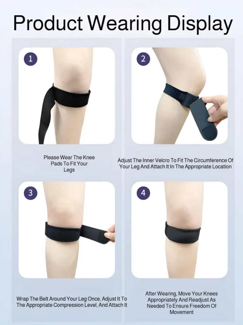 Adjustable sports knee pads with silicone compression patellar straps, breathable and shock-absorbing, suitable for tennis,
