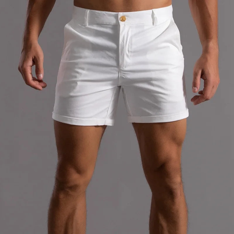 2021 New Summer 100% Cotton Solid Shorts Men High Quality Casual Business Social Elastic Waist Men Shorts 10 Colors Beach Shorts