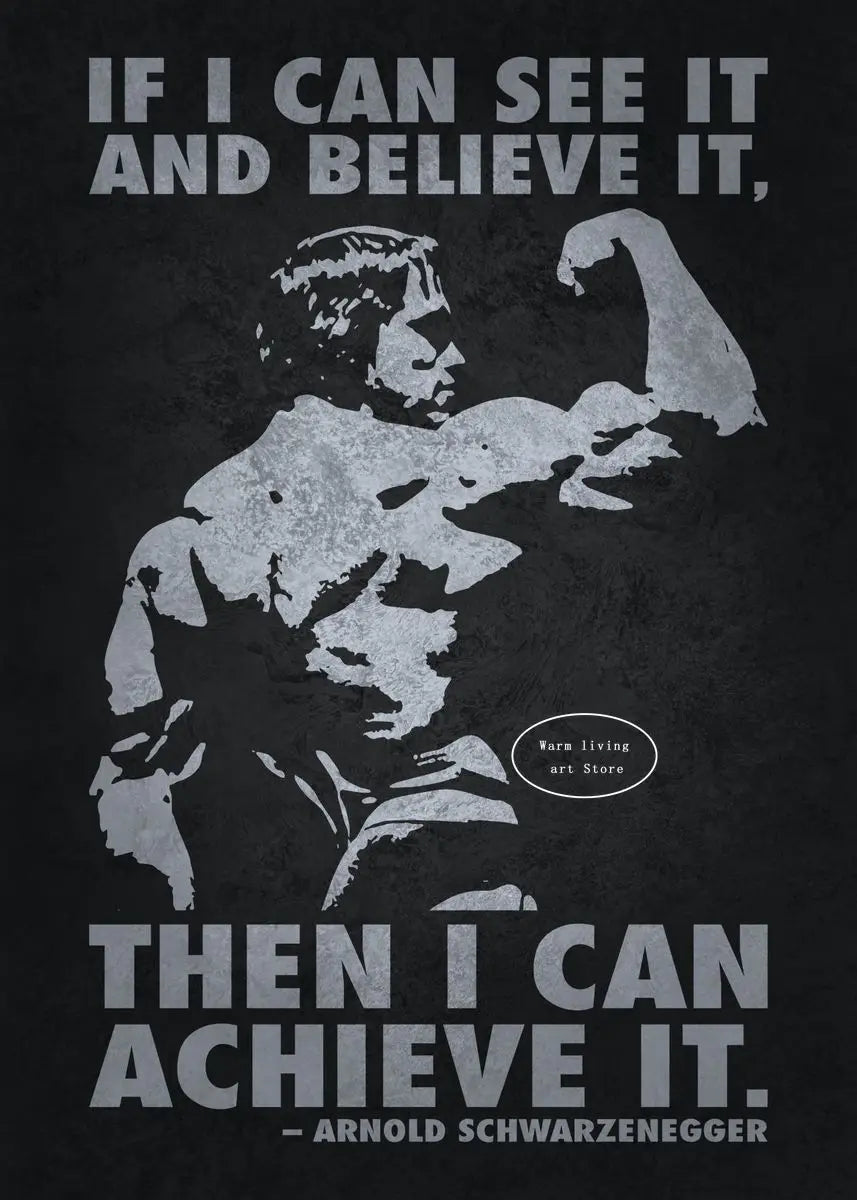 Arnold Schwarzenegger Bodybuilding Weightlifting Poster Motivational Quotes Fitness Canvas Painting Wall Art Gym Home Decor