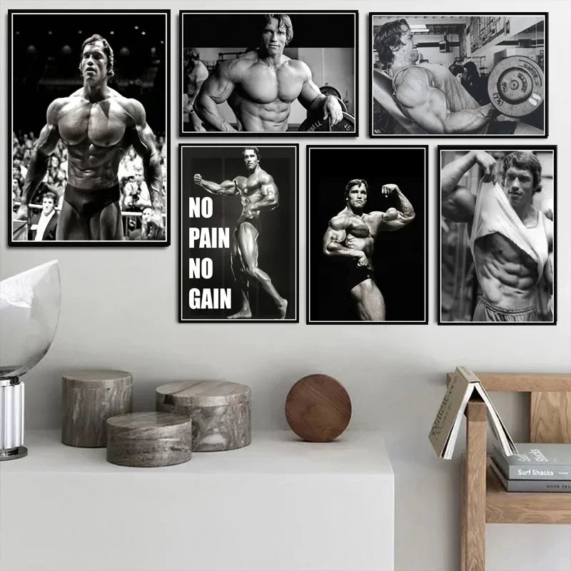 Modern Classic Wall Art Arnold Schwarzenegger Bodybuilding Fitness Oil Painting Posters Prints Home Bedroom Living Room Decor