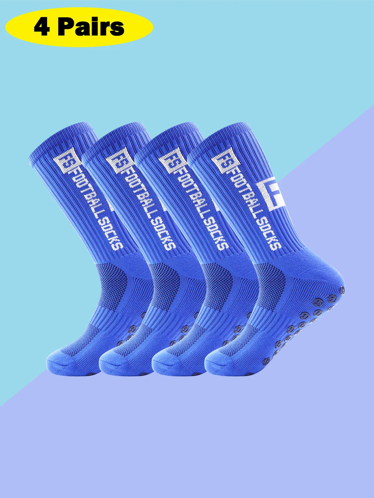 4 pairs of new FS mid tube glued football socks for sports training and competition, non slip and breathable socks