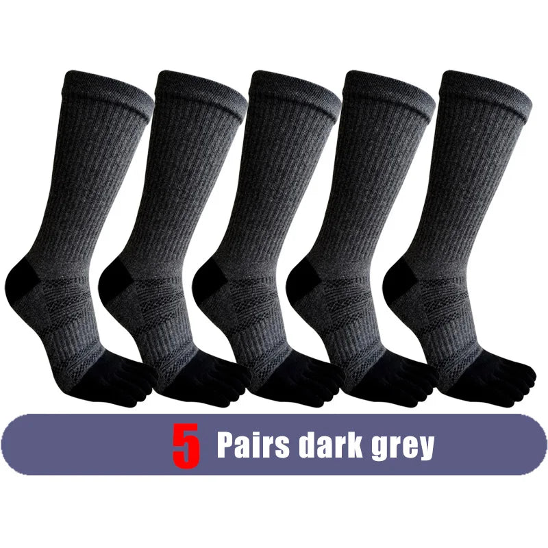1/5/10 Pairs Compression Toe Socks Long Man Cotton Fitness Marathon Hiking Outdoor Basketball Calf Toe Sport Five Finger Socks