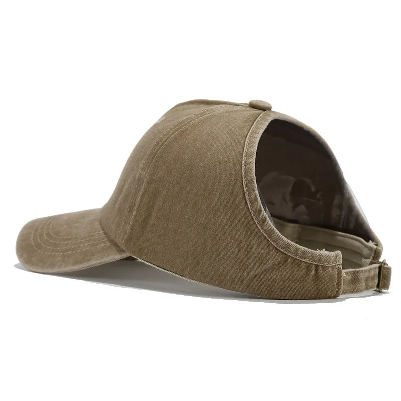 1pc Retro Washed Little Heart Embroidered Ponytail Baseball Cap for Women,Outdoor Sports Adjustable Women's Cap for Daily Wear