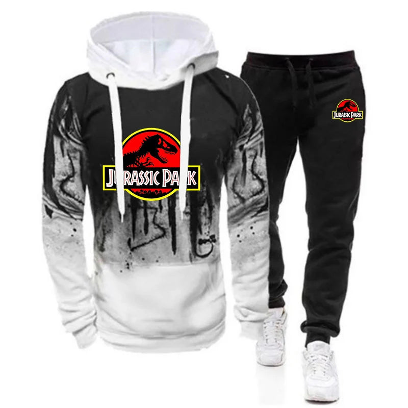 2025 Spring And Autumn Man's Popular High end Luxury Premium Hoodies Jurassic Park Logo Print Sports Long Pants Suits