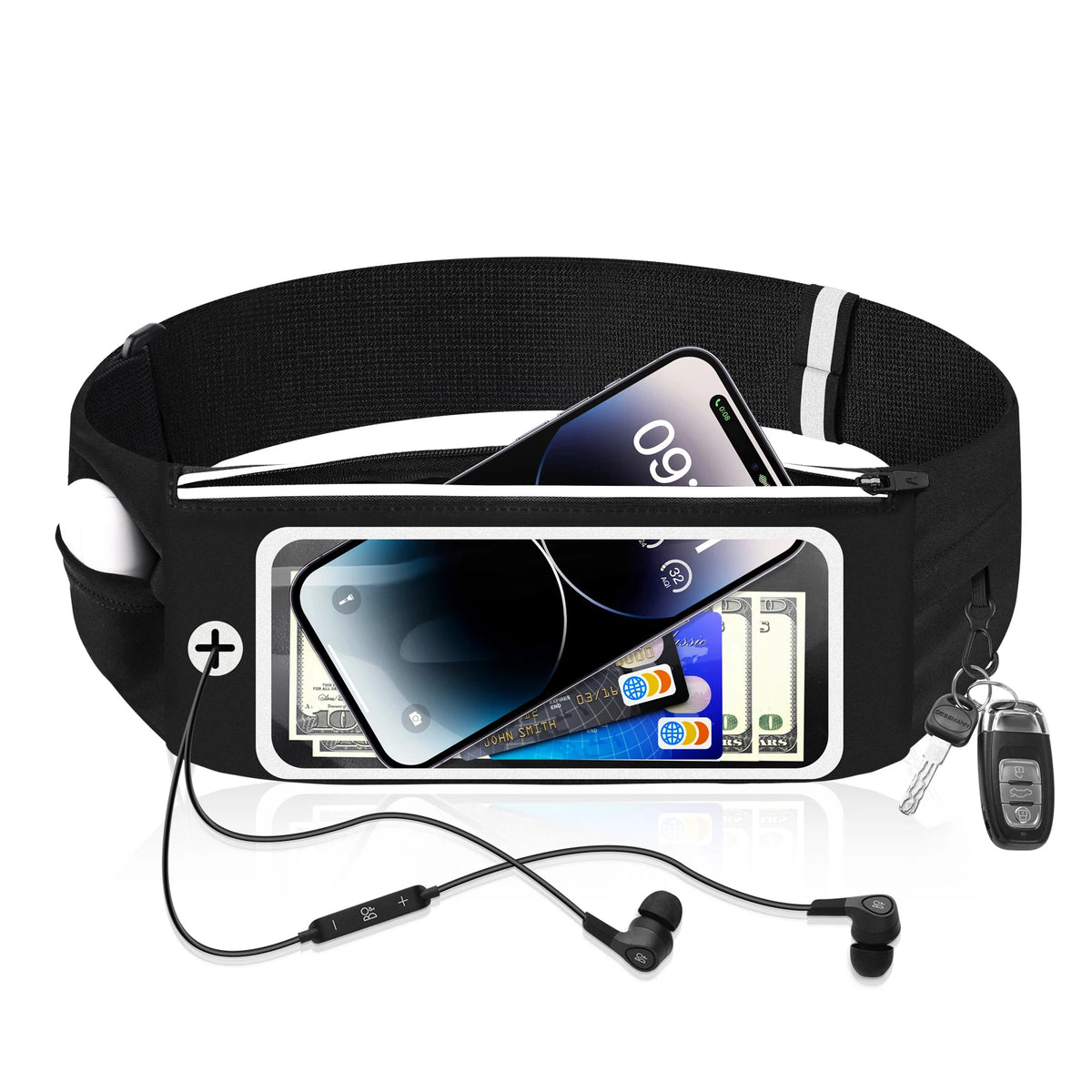 HAISSKY Touch Screen Waist Running Bags For iPhone 17 16 15 14 13 Pro Max 17 Air 16E 15 Plus Elastic Zipper Sports Waist Pack