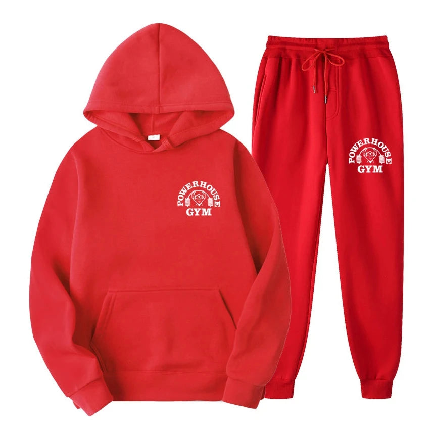 Men Women Tracksuit Hoodies Casual Solid Color Long Sleeve Pullover + Pants Suit Fleece Hooded Sportswear Suit Two Piece Sets