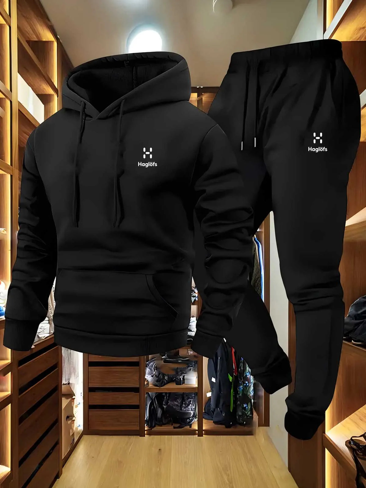 Soft Comfortable Fabric Men's Autumn Winter Casual Two-Piece Hoodie Sweatshirt Long Pants Suit with Pockets Regular Fit Outdoor