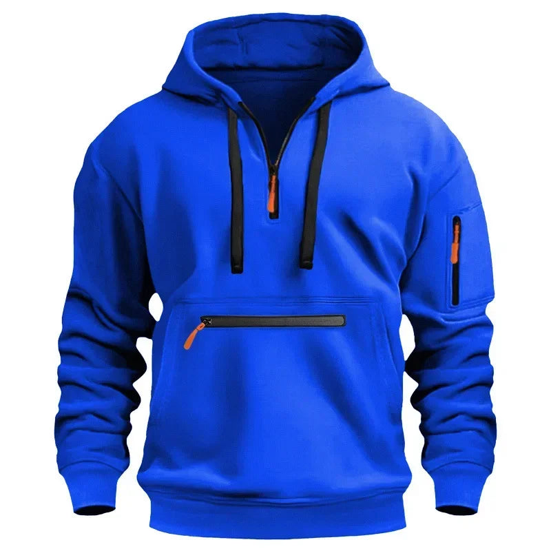 2025 New Men's Hoodies Winter Hooded Shirt Wear Fleece Multi Pocket Fashion Tops Hoody Loose Oversized Pullover Man Clothing