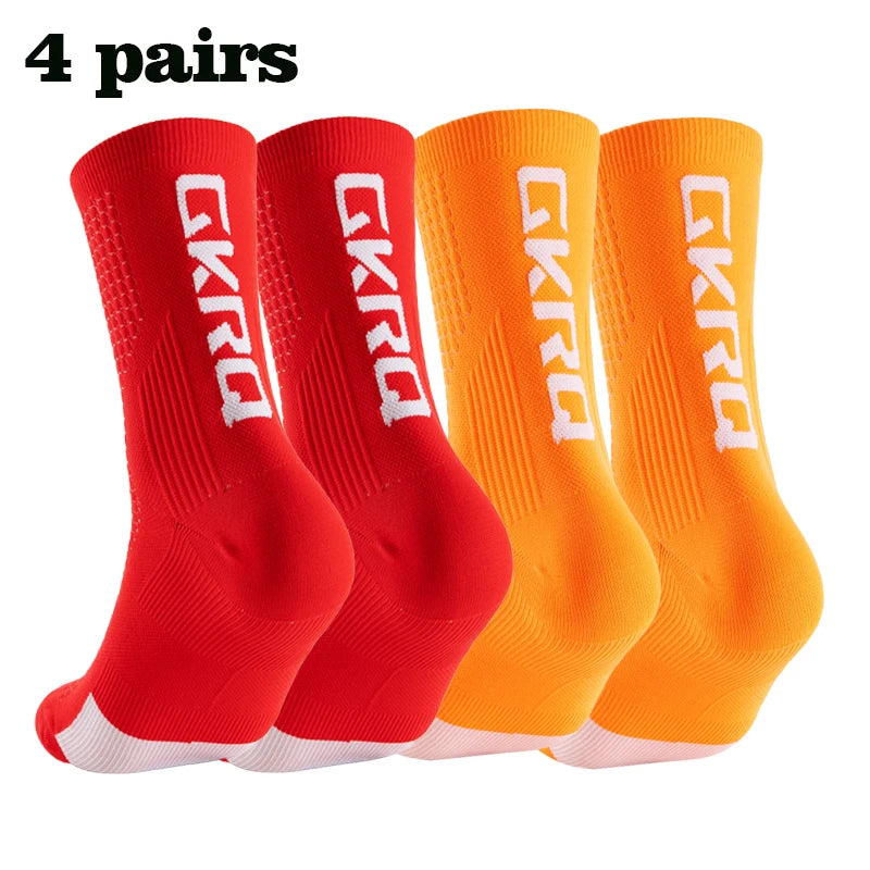 GKRQ 4pairs 2023 New Cycling Socks Bike Nurse Compression Road Bike Running Mtb Knee-high White Sports Funny Brand Black