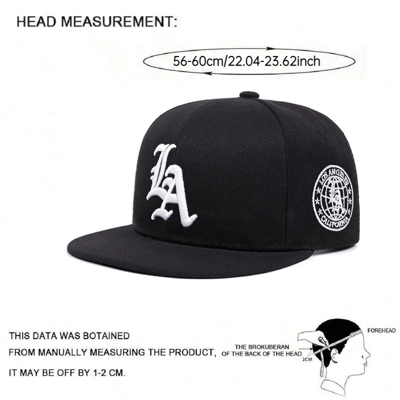 2026 New Los Ange Earth Letter Embroidered Cotton Flat Edge Hat Women Simple Baseball Hat Sunshade Hat Men's Outdoor HipHop Hat