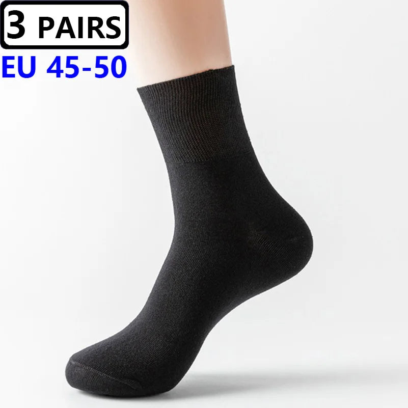 3 Pairs Plus Size EUR 45-50 Prevent Varicose Veins Socks Mens Diabetics Patients Cotton Loose Mouth Sock Man Women Comfort Meias