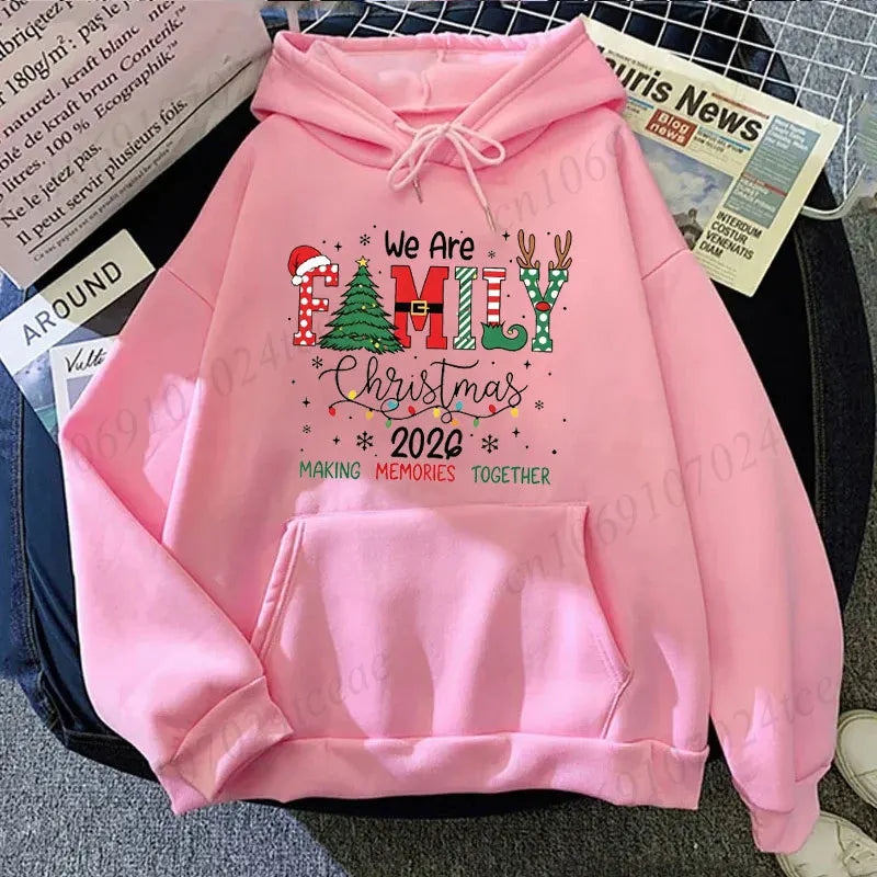 We Are Family Christmas 2026 Hoodies Xmas Holiday Hoodies Retro Christmas Sweatshirts Graphic Family Vacation Tracksuits Gift