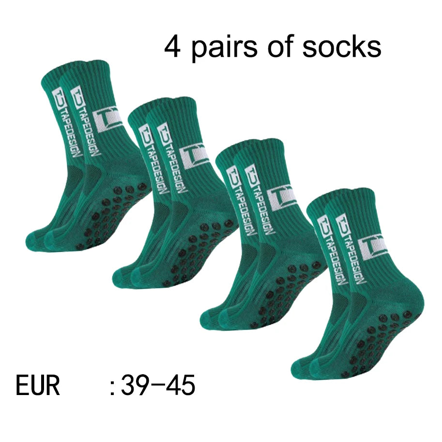 4 Pairs of New TC Mid Tube Glued Football Socks for Sports Training and Competition, Non Slip and Breathable Socks