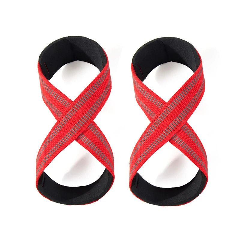 Anti Slip Silicone Rubber Figure 8 Word Padded Weightlifting Belts Cotton Deadlift Powerlifting Straps Pull-ups Bands
