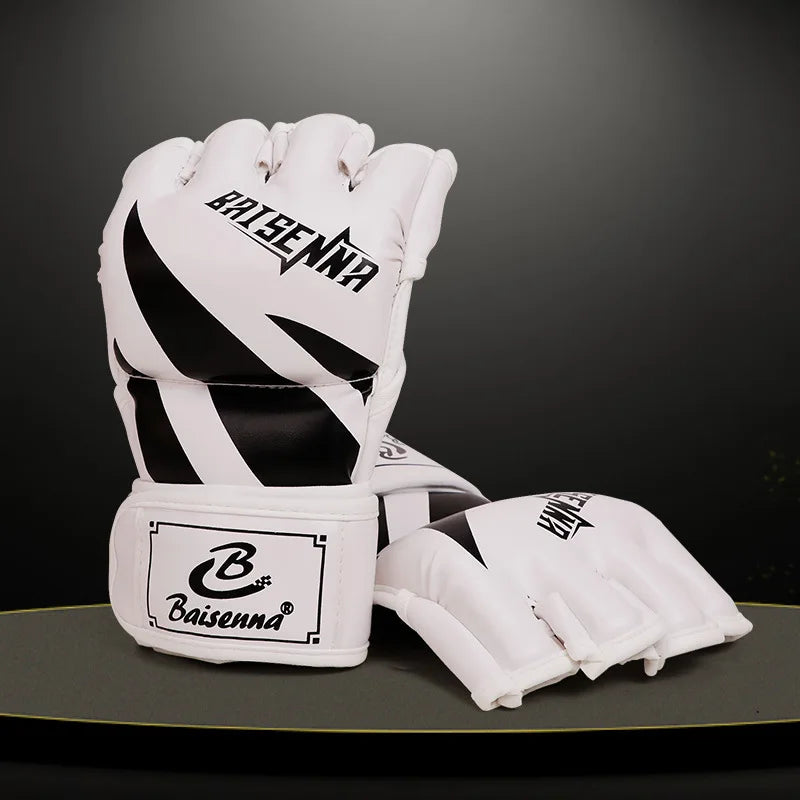 Boxing Half Finger Gloves MMA Punching Gloves Muay Thai Competition PU Leather Sponge Boxing Training Mitts