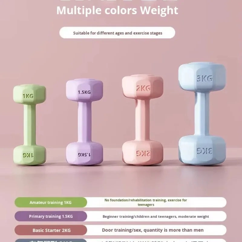1Pc 2kg Coated Dumbbells Home Fitness Equipment New Design for All Ages Arm Muscle Training Men Women Kids Exercise Weight