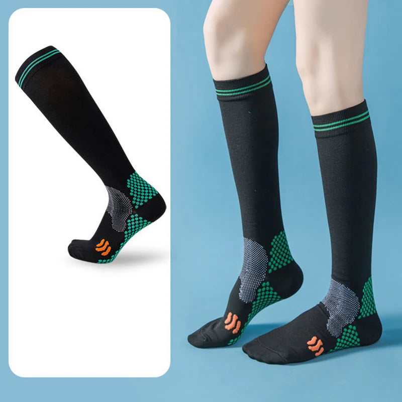 Sport Compression Socks Shock-Absorbing Anti-Slip Varicose Veins Socks Absorb Moisture Sweat Running Cycling Socks Varicose Vein