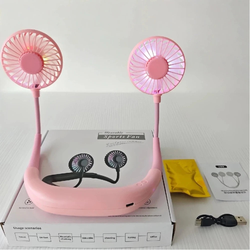 Hands Free Portable Neck Fan Rechargeable Mini USB Personal Fan Battery Operated with 3 Level Air Flow for Sports Travel Outdoor
