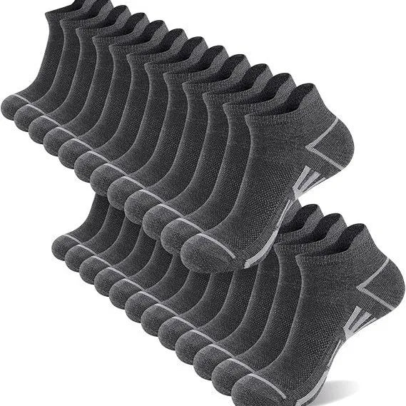 1/6/12 Pairs Men's Ankle Socks With Heel Tab Athletic Low Cut Short Socks Casual Breathable Sports Socks for Men