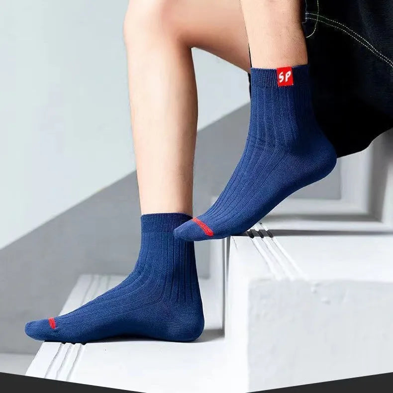 5 Pairs Men White Cartoon Socks Trendy Versatile Expression Socks With Simple Design Soft Breathable Comfortable Casual Socks