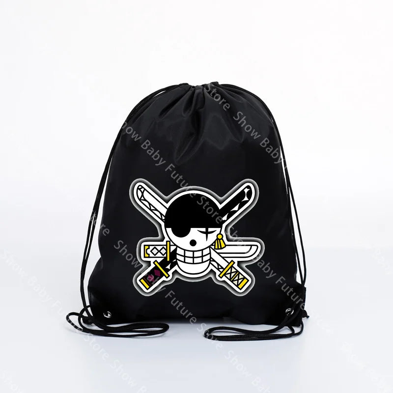 Big 45x45CM Cartoon One Piece Drawstring Bag for Adult Luffy Zoro Fashion Swim Ride Running Sport Backpack Portable Storage Bags