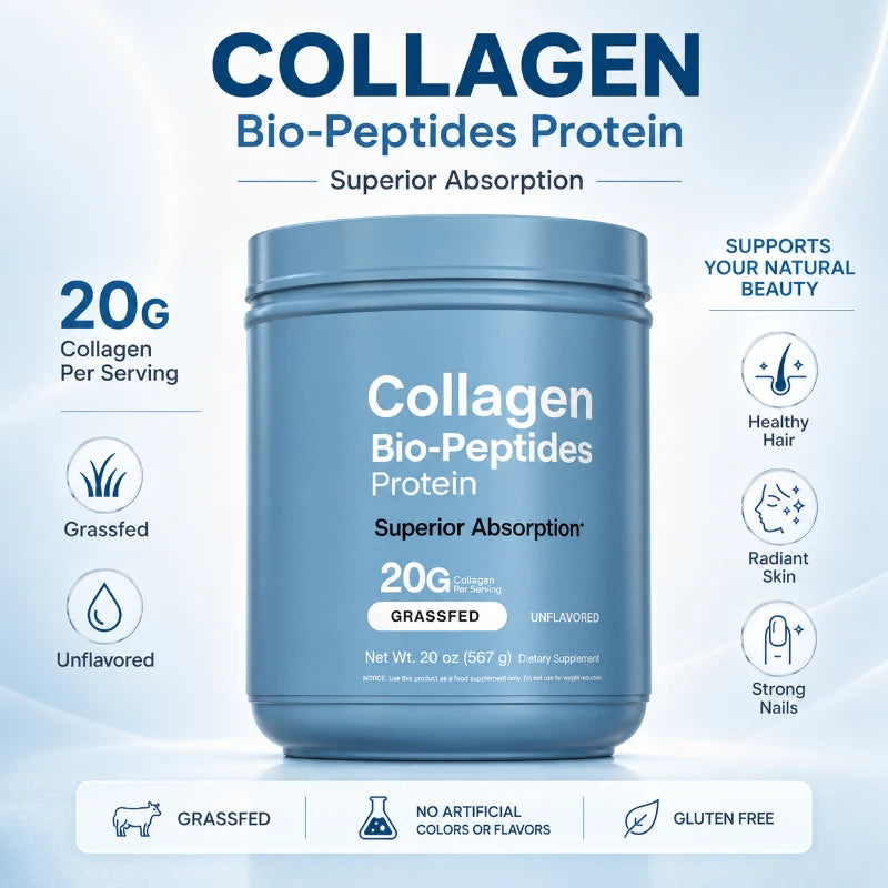 Collagen Powder 22oz Hair Skin Nails Superior Absorption Grassfed Supplement Advanced with 18 Essential Amino Acids